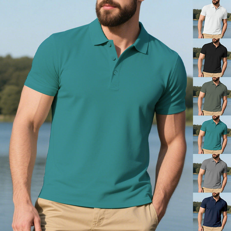 Mens Lapel POLO Shirt With Short Sleeves